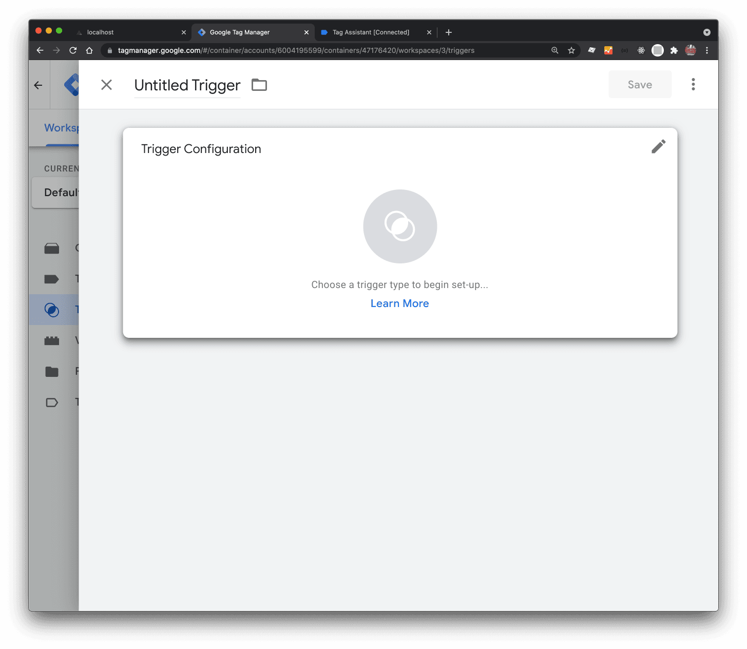 The modal allowing you to create and configure a trigger