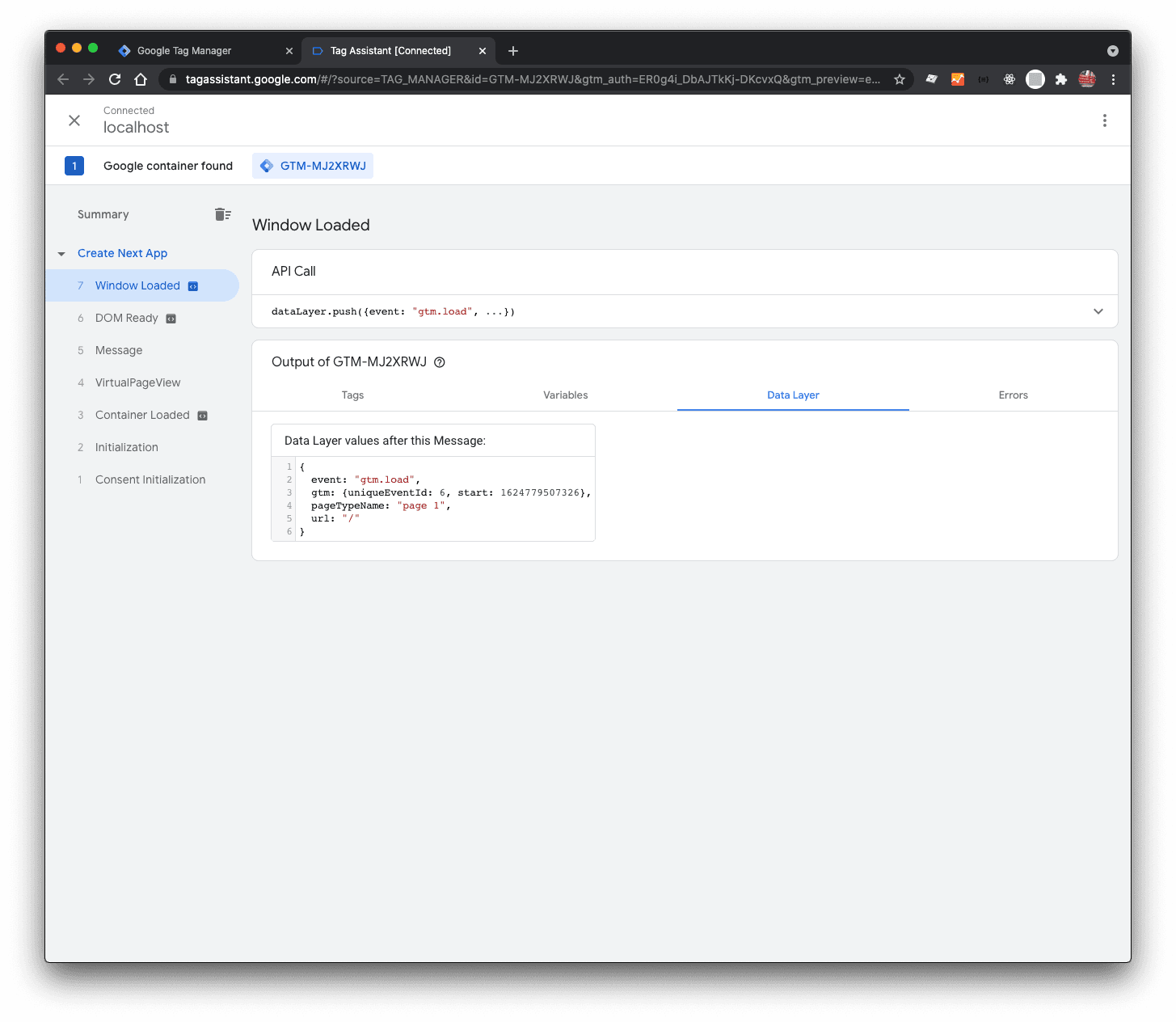 The window.onLoad event does not trigger a virtualPageView, it fires gtm.load